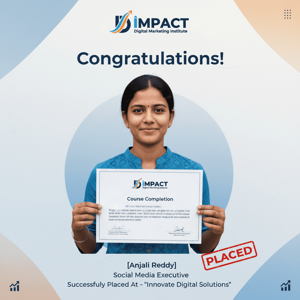Impact Digital Marketing Institute Madhapur Hyderabad student placement - digital marketing executive job offer received