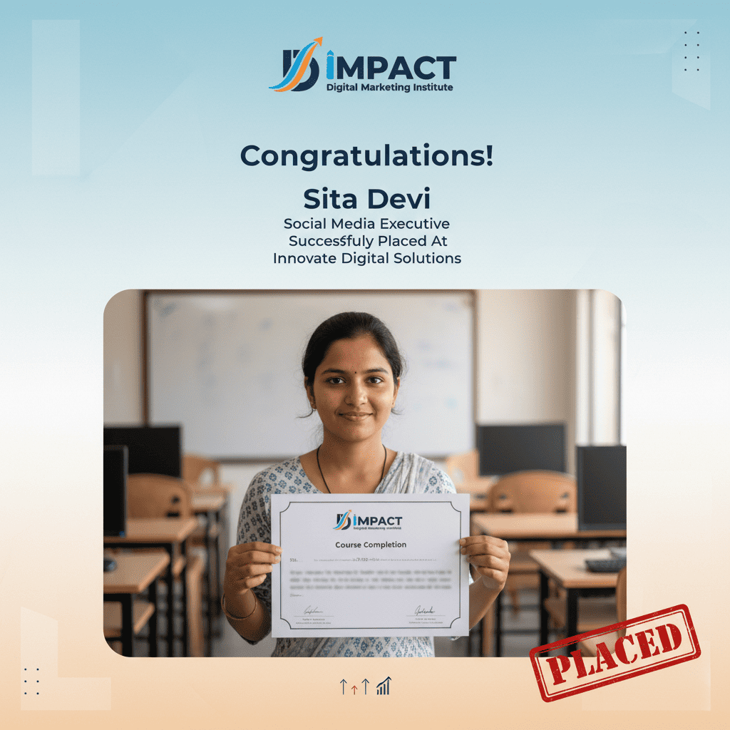Student got placed in digital marketing company Hyderabad after Impact Institute course - offer letter received