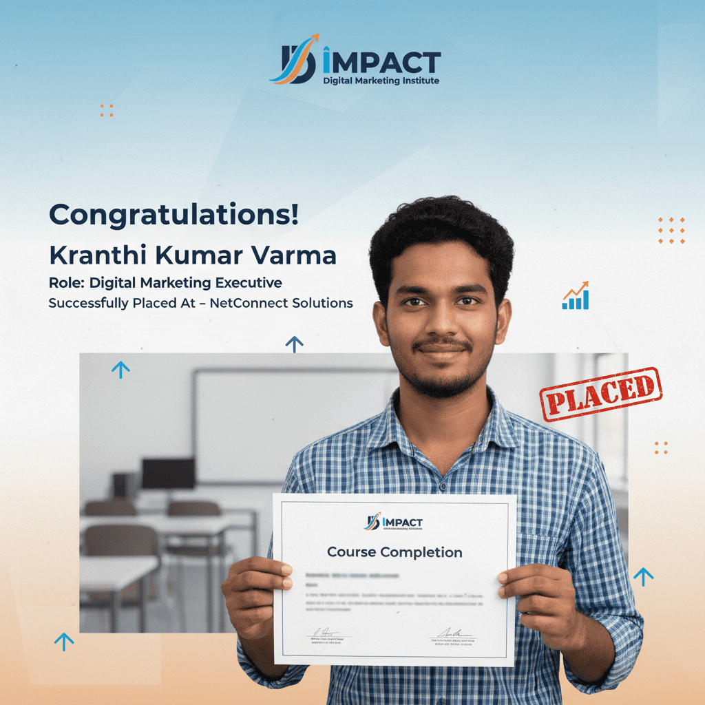 Impact Digital Marketing Institute Hyderabad student placement result 2026 - digital marketing executive hired after course