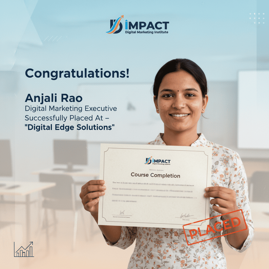 Placement result from Impact Digital Marketing Institute Hyderabad - student hired after 90 day digital marketing training