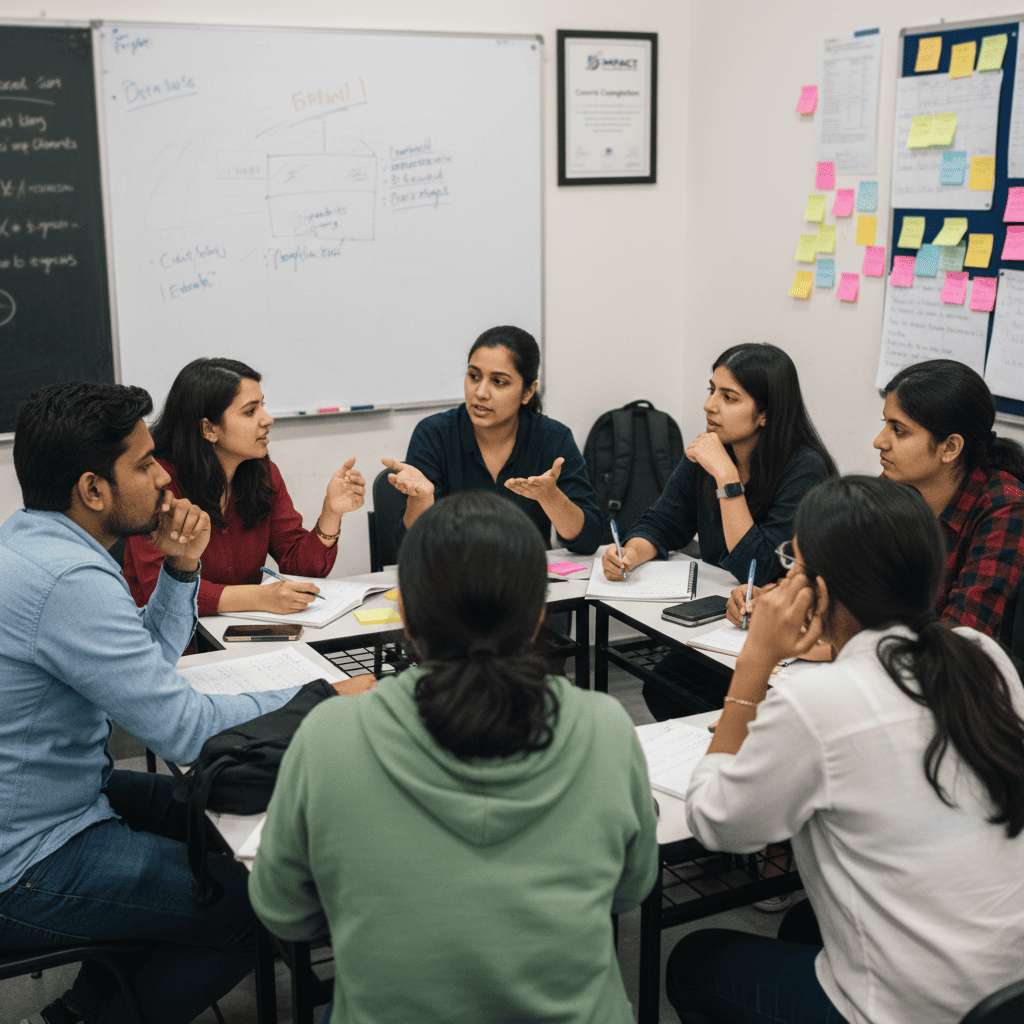 Students completing digital marketing course at Impact Digital Marketing Institute Hyderabad - best institute in Madhapur for digital marketing