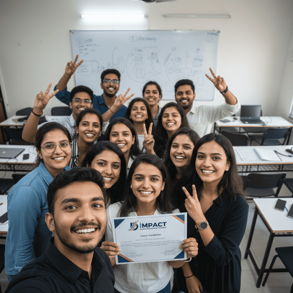 Impact Digital Marketing Institute Hyderabad students in classroom - digital marketing training session Madhapur Hyderabad
