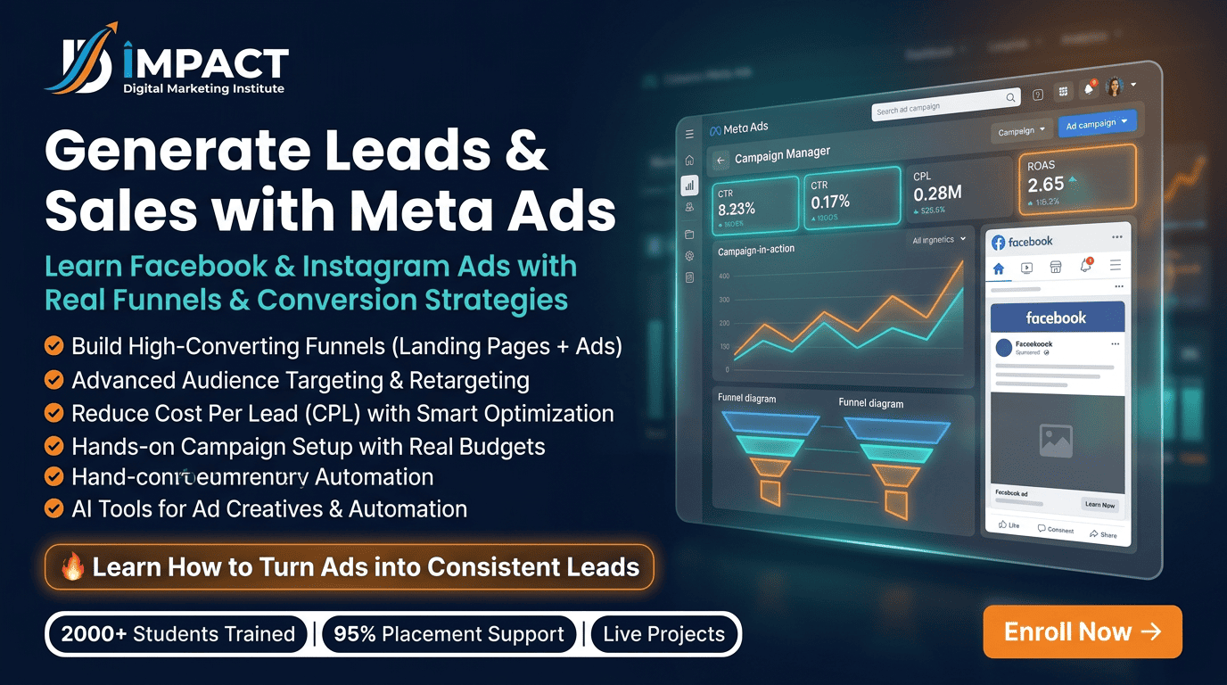 Meta Ads course in Hyderabad — students learning Facebook Ads and Instagram Ads at Impact Institute Madhapur