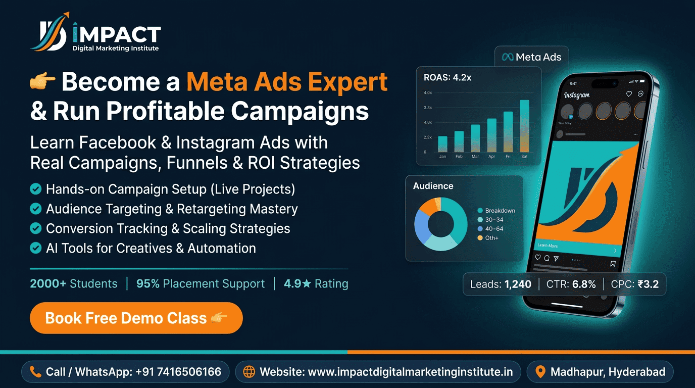 Meta Ads course in Hyderabad — live Facebook Ads and Instagram Ads campaign optimisation training at Impact Digital Marketing Institute