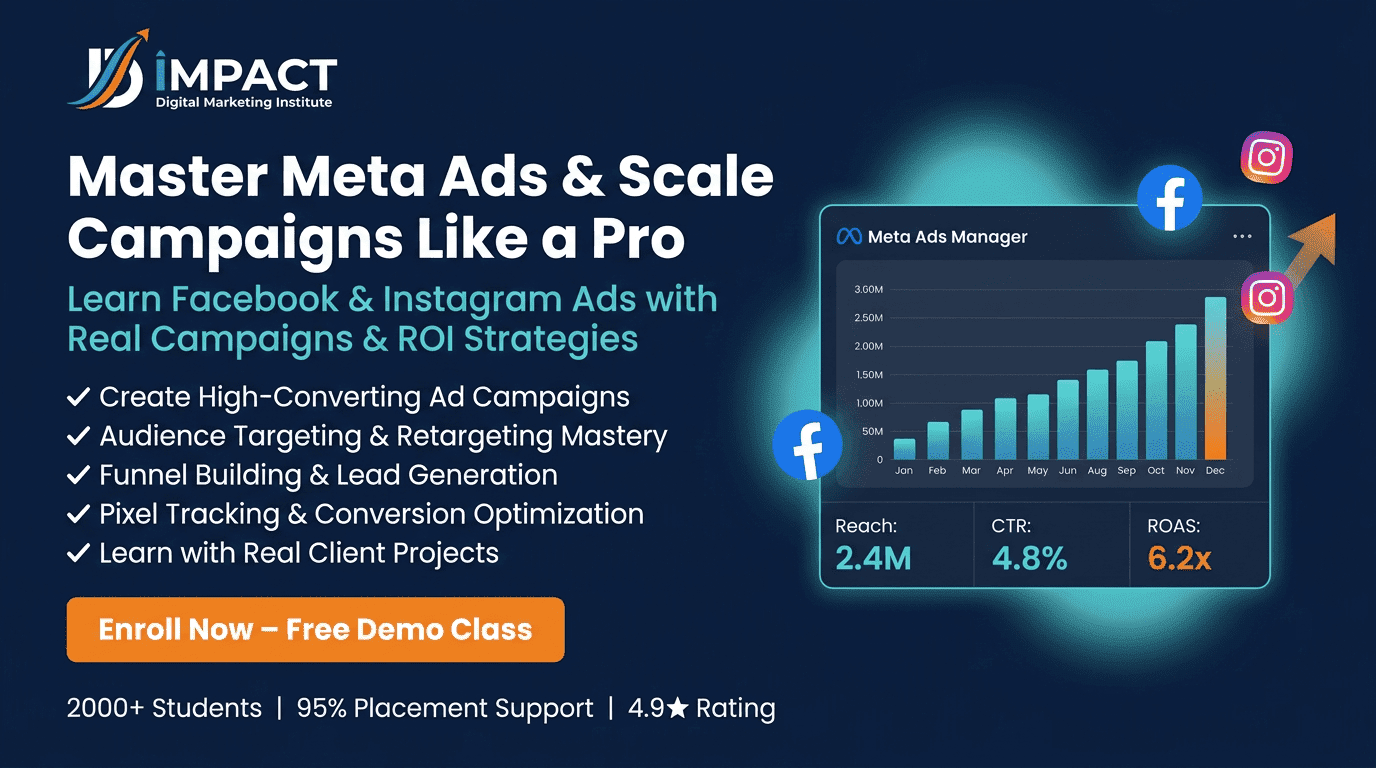 Meta Ads Course in Hyderabad — Facebook and Instagram Ads live training at Impact Digital Marketing Institute Madhapur