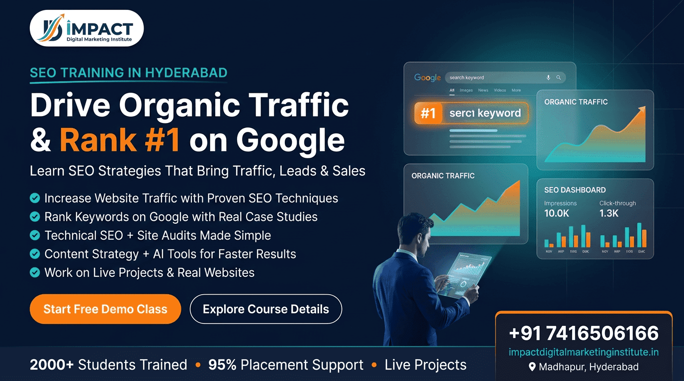 SEO Training in Hyderabad — AI Overview optimization, GEO and AEO live sessions at Impact Digital Marketing Institute