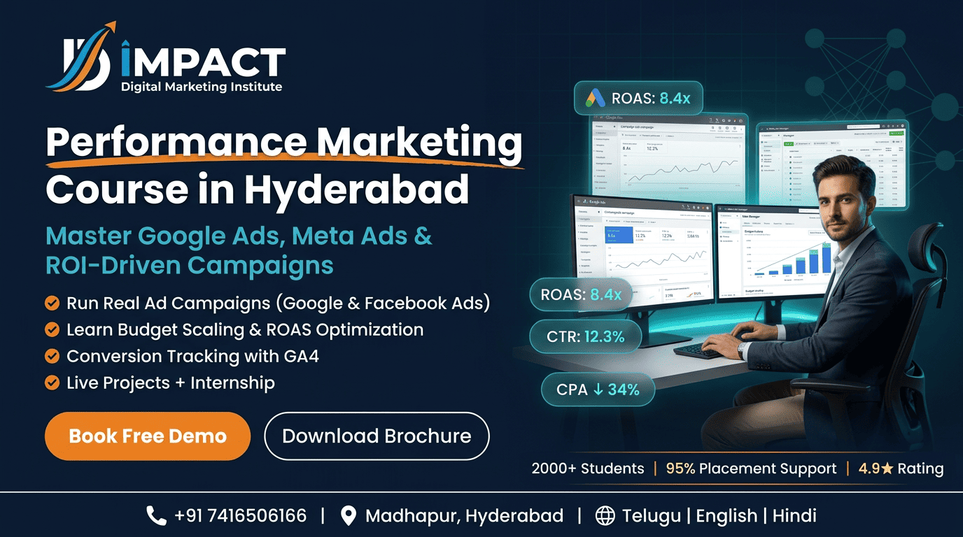 Performance Marketing Course in Hyderabad — AI-powered Google Ads and Meta Ads live training at Impact Institute Madhapur