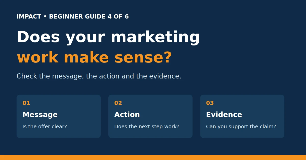 Impact Digital Marketing Institute: Check the message, the action and the evidence.