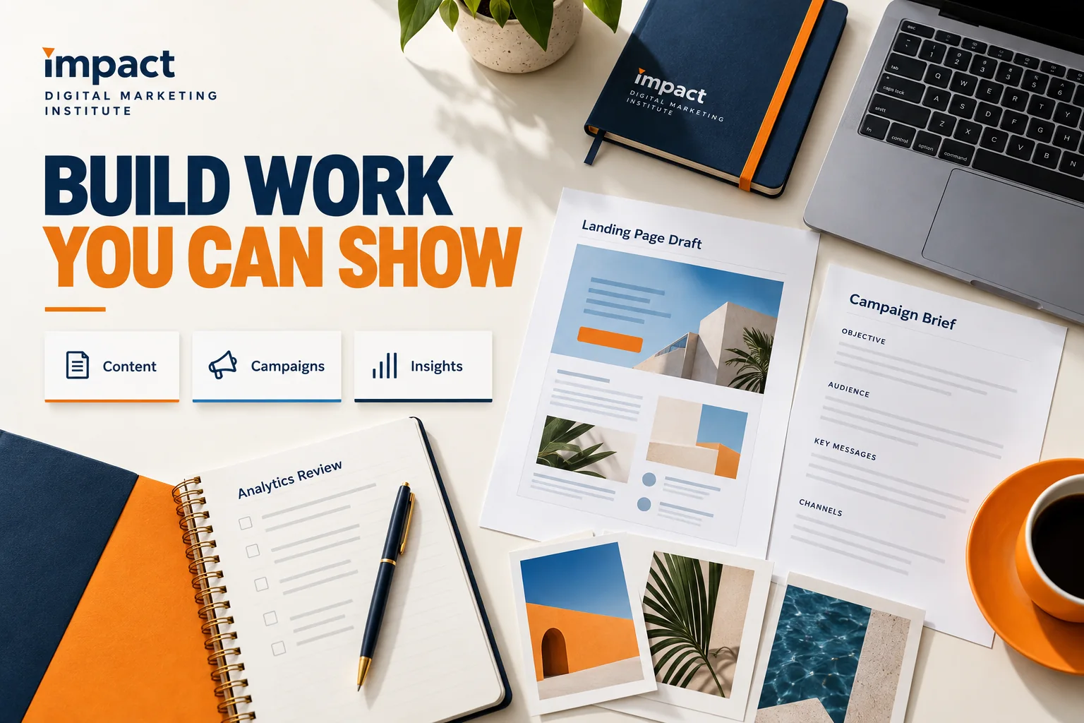 Impact Digital Marketing Institute project portfolio visual with content, campaigns and insights