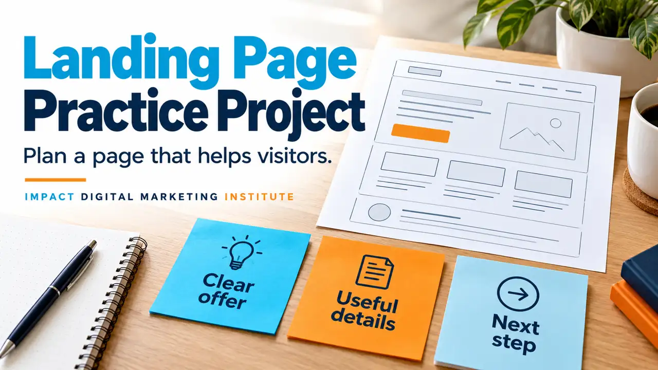 Landing page practice project: clear offer, useful details and next step — Impact Digital Marketing Institute