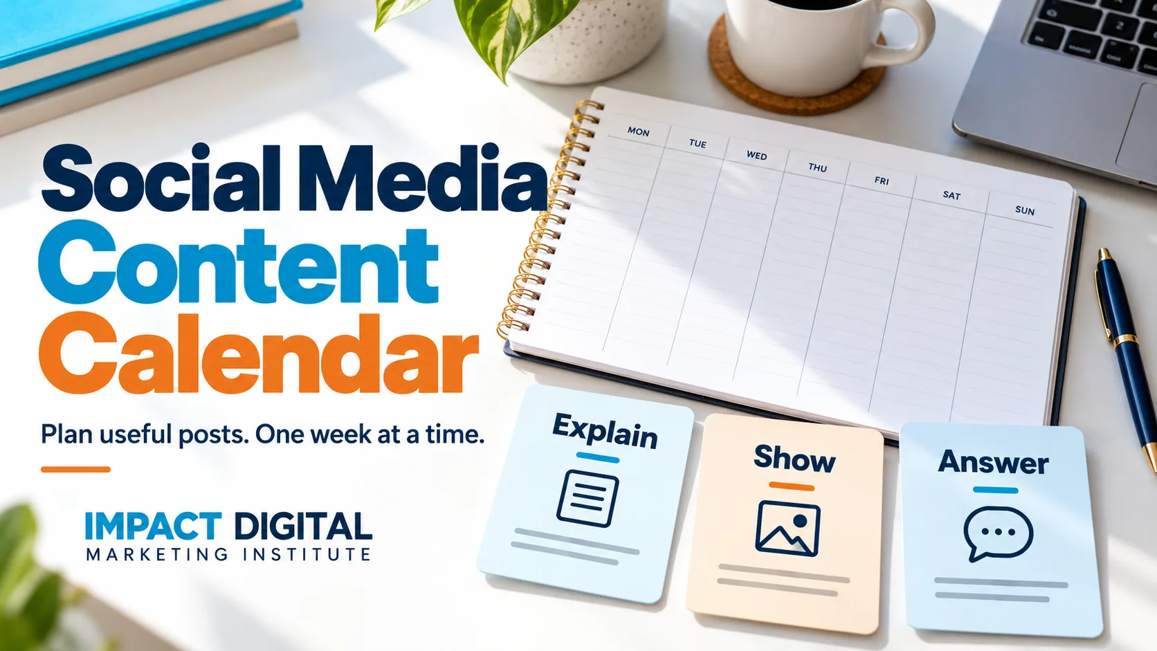 Social media content calendar: explain, show and answer — Impact Digital Marketing Institute